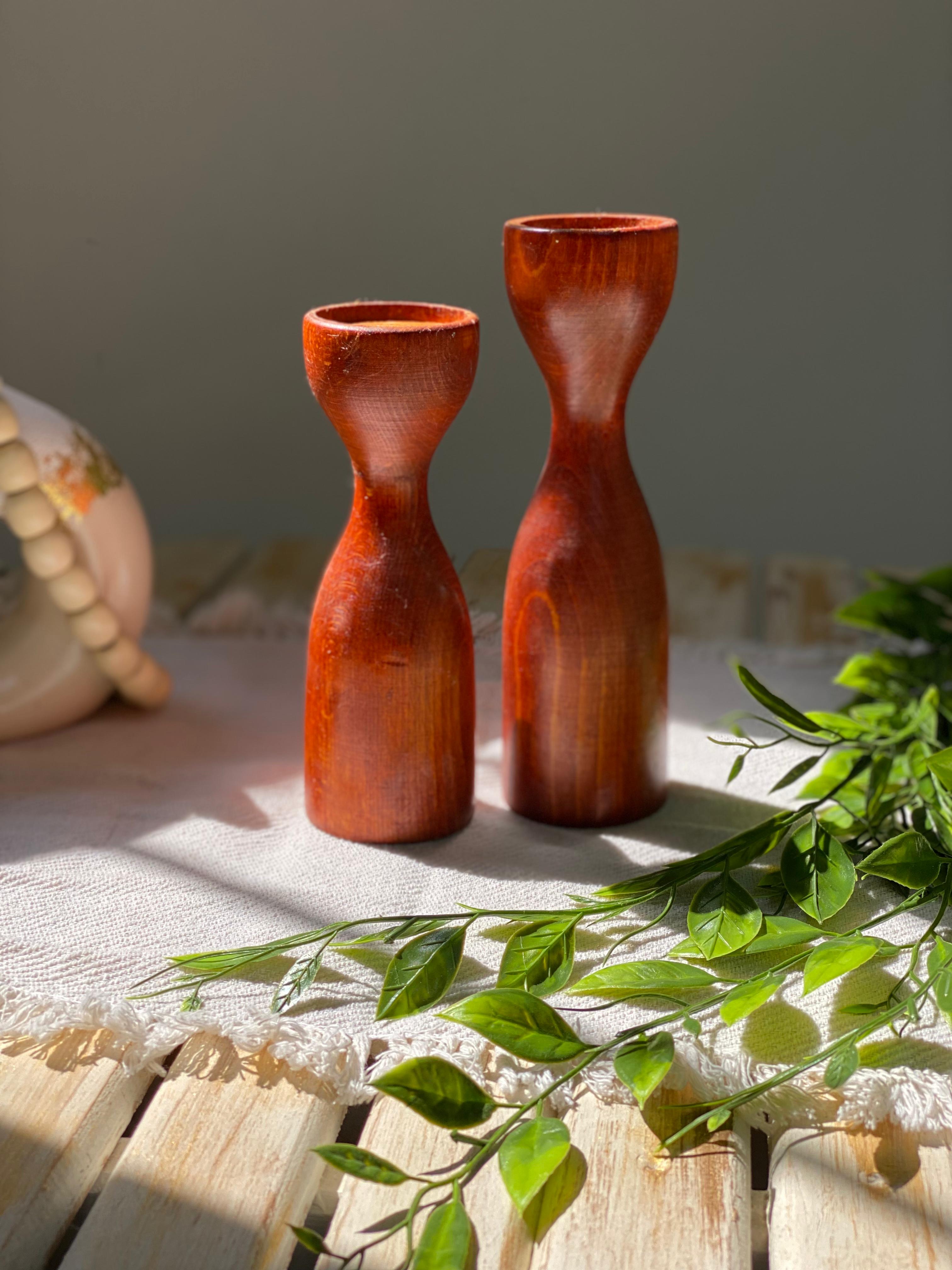 Brown Wooden Candle Holder